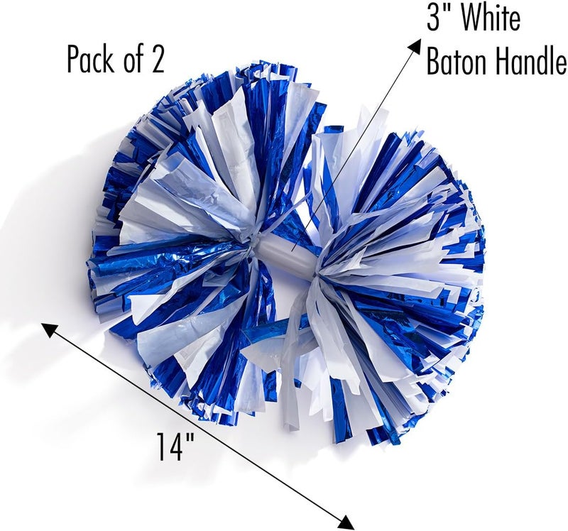 Anderson's Metallic Blue & White Foil Baton School Spirit Shakers, Cheerleader Pom Poms, Football, Basketball, Homecoming Squad, Team, Party, Dance, Club, Performance, Fan Celebration Pack of 2 - Image 3